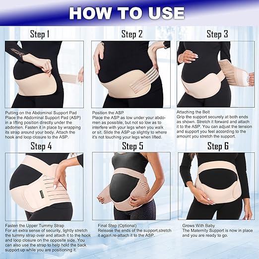ChongErfei Maternity Belt, Pregnancy 3 in 1 Support Belt for Back/Pelvic/Hip Pain, Maternity Band Belly Support for Pregnancy Belly Support Band (L: Fit Ab 39.5"-51.3", Black)