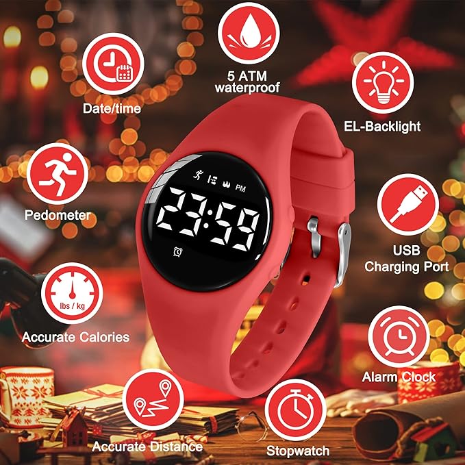 Kids Watches for Girls Boys Digital Sport Watch with Step Counter Pedometer Vibration Alarm Clock, No App Waterproof Fitness Tracker Kids Watch Boys Girls Teens Students Ages 5-16