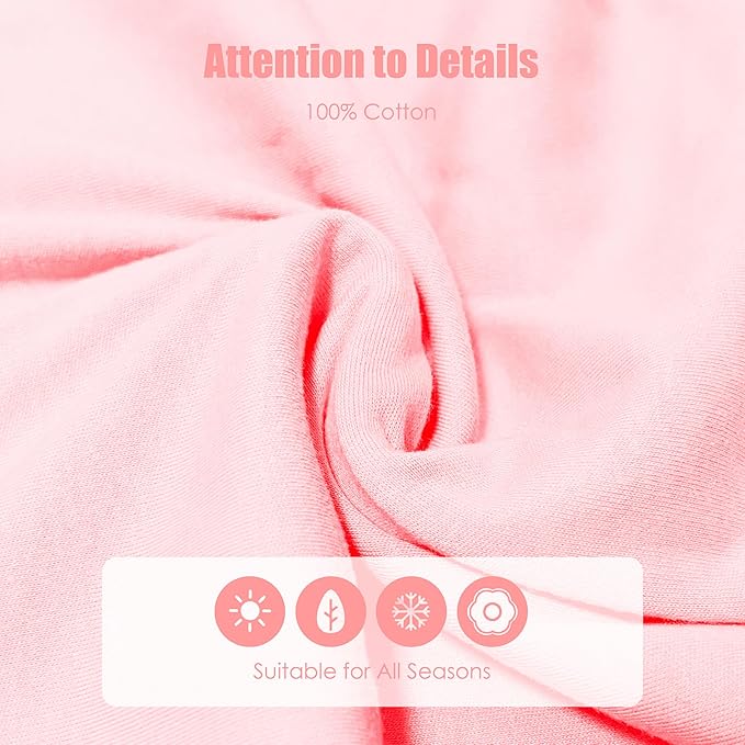 SWEET DOLPHIN Baby Sleep Sack 12-18 Months - 100% Cotton 2-Way Zipper TOG 0.5 Infant Wearable Blanket, Newborn Essentials Toddler 3 Pack Sleeping Sacks - Pink