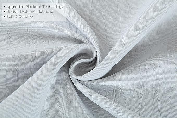 MIUCO Blackout Curtains Room Darkening Curtains Textured Grommet Window Curtains for Living Room 2 Panels 52x84 Inch Long Greyish White