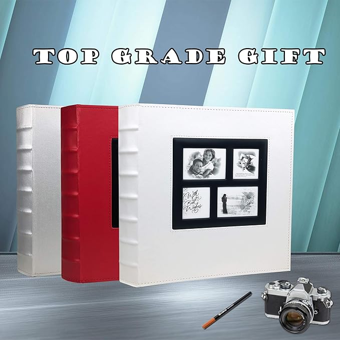 RECUTMS Photo Album 4x6 Holds 600 Photos Black Pages Large Capacity Leather Cover Wedding Family Baby Photo Albums Book Horizontal and Vertical Photos (Silver), 600 pockets