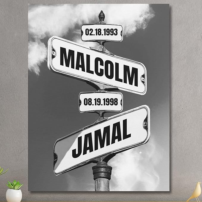 Personalized Father's Day Family Names Street Custom Multi-Name Date of Birth Vintage Street Sign Happy Fathers Day Poster Canvas Wall Art Best Gifts for Dad Husband from Daughter Son Wife Kids #6