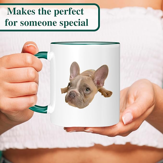 Personalized Coffee Mug, Custom Photo Text 11 Oz Ceramic Mug, Customized Picture Name Tea Cup, Unique Gift Idea, Taza Cafe Personalizadas Fotos, Cute Custom Gifts Mom Women Men, Father's Day, Green