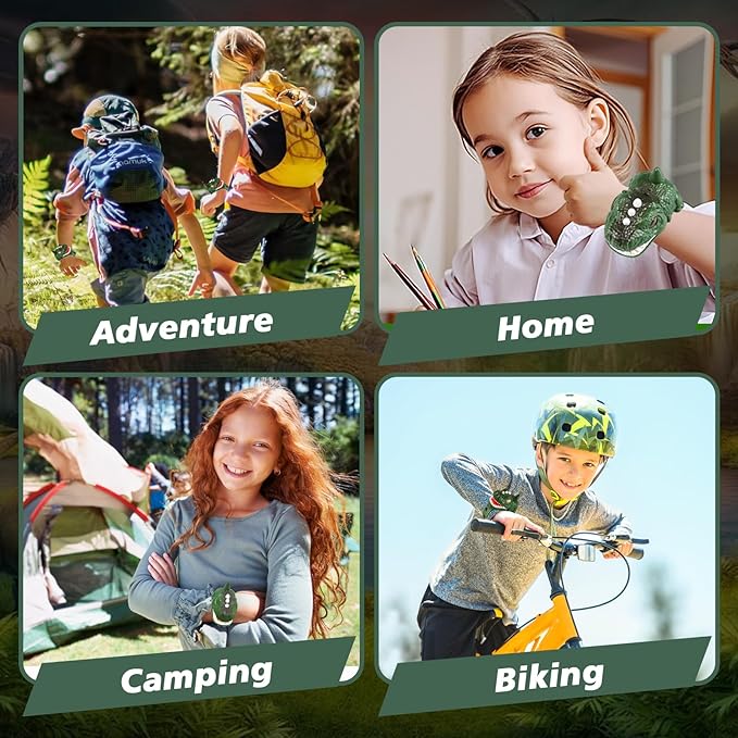 Rechargeable Dinosaur Walkie Talkies for Kids, 2 Pack T-Rex Camping Gear Outdoor Toys Long Range Birthday Easter Christmas Stocking Stuffers for 6 Age+ Boys Girls