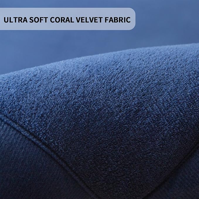 MAXYOYO Coral Velvet Area Rug, Thick Japanese Tatami Mat Living Room Carpet with Non-Slip Backing, Large Solid Color Mat for Bedroom Dormitory Yoga, Navy, 59 by 78 inch