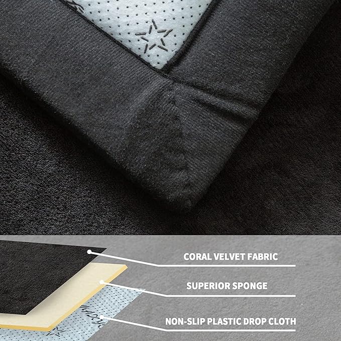 MAXYOYO Baby Play Mat, 1.2" Thick Memory Foam Soft Padded Carpet with Non-Slip Backing, 3x5 ft Japanese Tatami Rug Living Room for Kids, Toddler, Children, Nusery(Black)