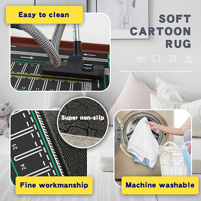 Play Rug for Playroom 59"x39" Traffic System Playmat Car Rugs for Toy Boys Carpet City Pretend Play Non-Slip Washable