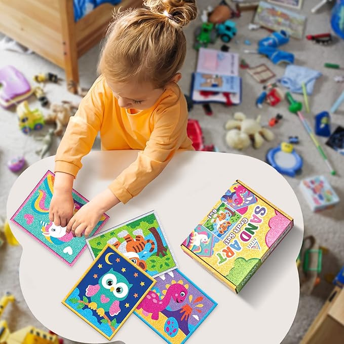 Sand Art Pictures Craft Sand - Сolor Sand Painting - Color Splash Sand Art Pictures Kids - Sticker Art Sheets Peel and Stick – Colored Sand Art Kit