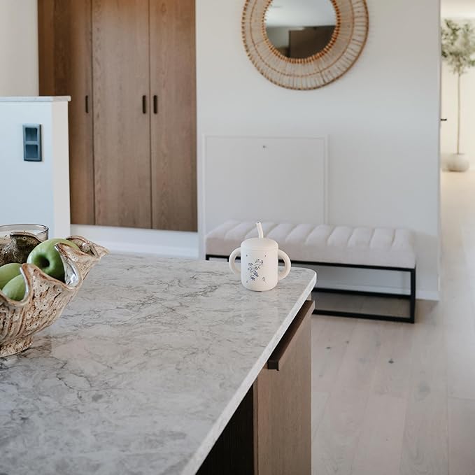 mushie 100% Silicone Training Cup & Straw for Toddlers | 6 Months+ (Lilac Flowers)