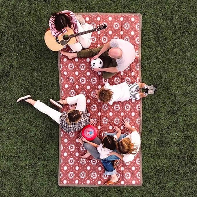 Little Unicorn 5'x7' Outdoor Family Picnic & Beach Blanket | Durable & Water-Resistant Fabric | Compact Fold & Easily Wipes Clean | Zipper Pocket (Sun Baked)