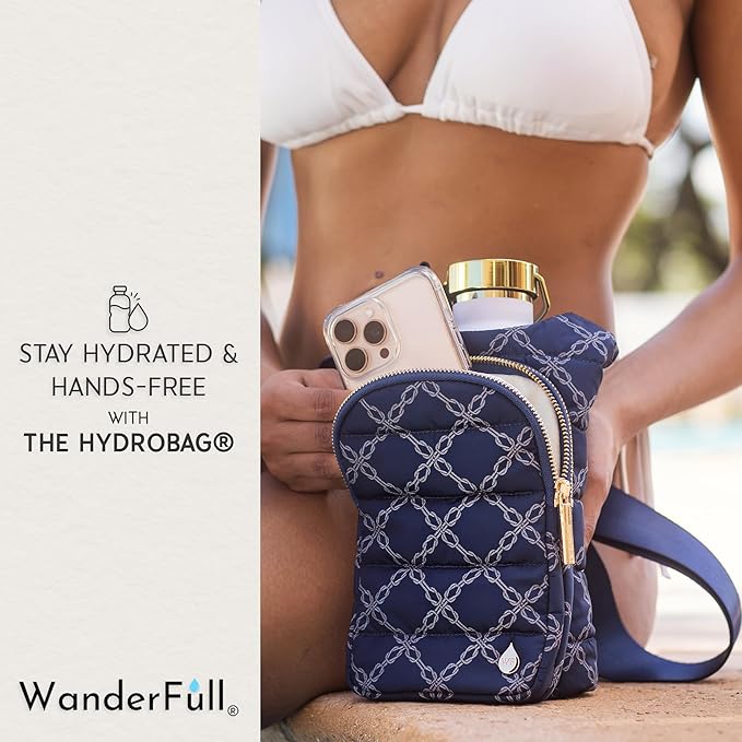 WanderFull® Original HydroBag® Collection, Water Bottle Holder w/Strap & Phone Pocket, Hands-Free Crossbody Water Bottle Bag