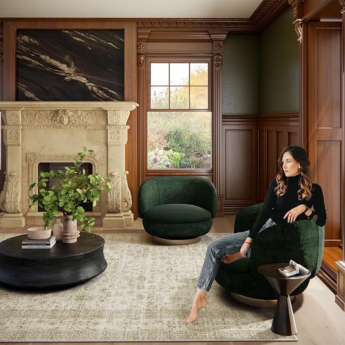 Machine Washable Rugs for Living Room: 6x9 Area Rugs for Bedroom Boho Vintage Rugs Stain Resistant Non Slip Low Pile Soft Lightweight Carpet for Kitchen Dining Room Farmhouse Nursery Kids Room