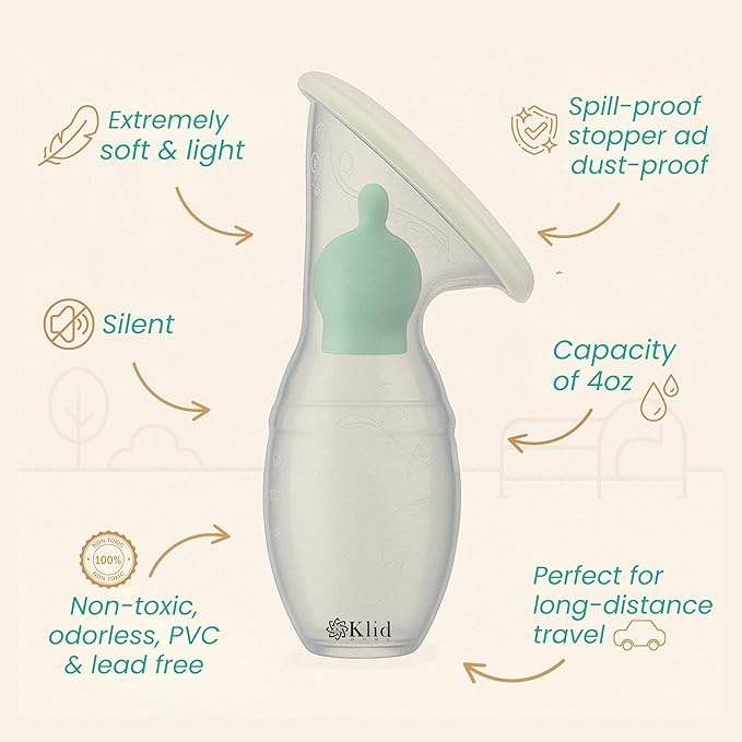 Manual Breast Pump - Breast Milk Collector - Manual Breast Milk Extractor - Breast Milk Extractor Pump - Breastfeeding Pump - Breast Milk Container with Lid and Stopper, BPA and PVC Free