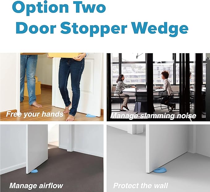 Door Pinch Guard and Door Slam Stopper, Durable Silicone Door Finger Pinch Guard, Prevents Finger Pinch Injuries, Slamming Doors, Door Safety for Kids, 4 Packs Blue Upgraded.