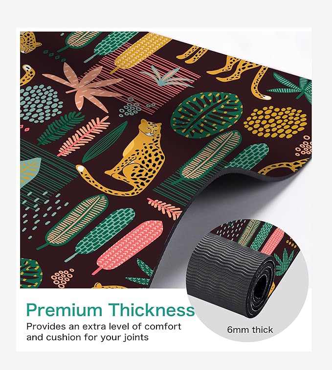 Non Slip Yoga Mat TPE Workout Mat for Men Women, Thick Workout Mat with Carrying Strap, Fitness Mats for Exercise, Yoga, Fitness, Pilates, Floor Workouts (72" x 24" x 6mm)