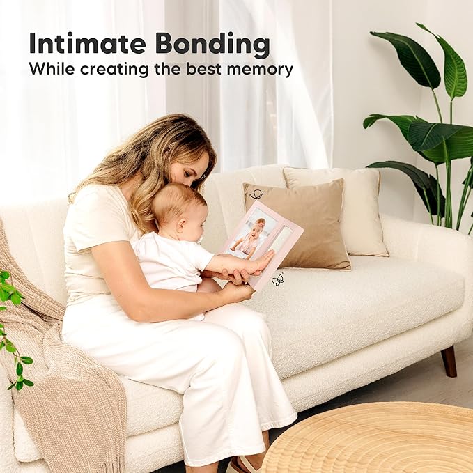 Personalized Baby Hand and Footprint Kit, Quick Dry Clay - Newborn Keepsake Feet and Handprint Kit, Nursery Picture Frame, New Mom Gifts for Baby Showers & Registry (Petal Pink)