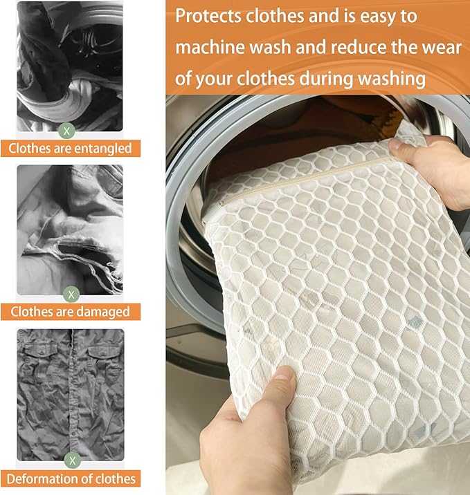 6 Pack Laundry Bag, Durable Big Honeycomb Mesh Laundry Bags Suitable for Delicate Clothes Washing (3 Large, 3 Medium)