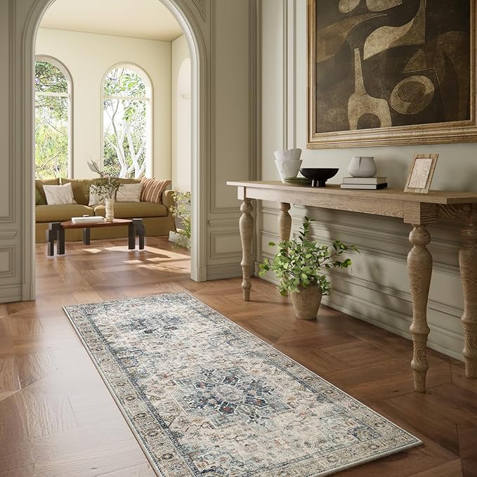 Machine Washable Kitchen Runner Rugs: 2'x6' Hallway Runner Rug Non Slip Low Pile Stain Resistant Soft Carpet Runners for Hallways Indoor Entryway Kitchen Laundry Room Beside Farmhouse