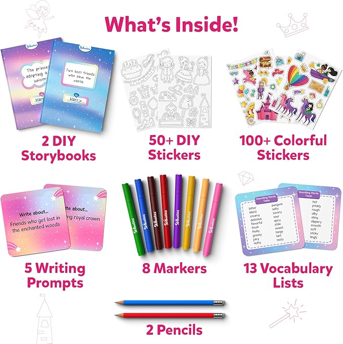 Skillmatics Storybook Art Kit - Create Fairytale Stories, DIY Craft & Writing Kit with 300+ Stickers, Scrapbooking & Journal Activity, Gifts for Kids Ages 5, 6, 7, 8, 9, 10