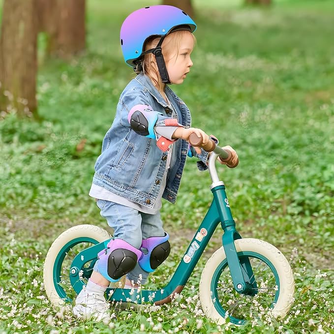 Adjustable Kids Bike Helmet with Knee & Elbow Pads Set, Color Gradient Design for Boys and Girls Aged 3-14+, for Skateboarding, Scooter, Roller & Inline Skating, Longboard