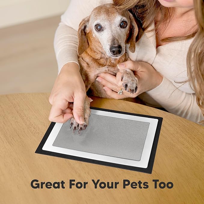 1-Pack Inkless Baby Hand and Footprint Kit - Mess Free Ink Pad for Newborn Keepsake, Dog Nose & Paw Print Kit, Clean Touch Ink Pad for Baby Hand & Footprints, Ideal New Mom Gifts(Silver, Jumbo)