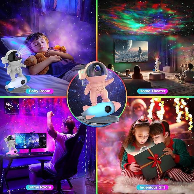 Astronaut Galaxy Projector for Bedroom, Star Projector Galaxy Light with App & Remote Control, White Noises, Bluetooth Speaker, Rocket Night Light for Kids, Ceiling, Gifts, Room Decor