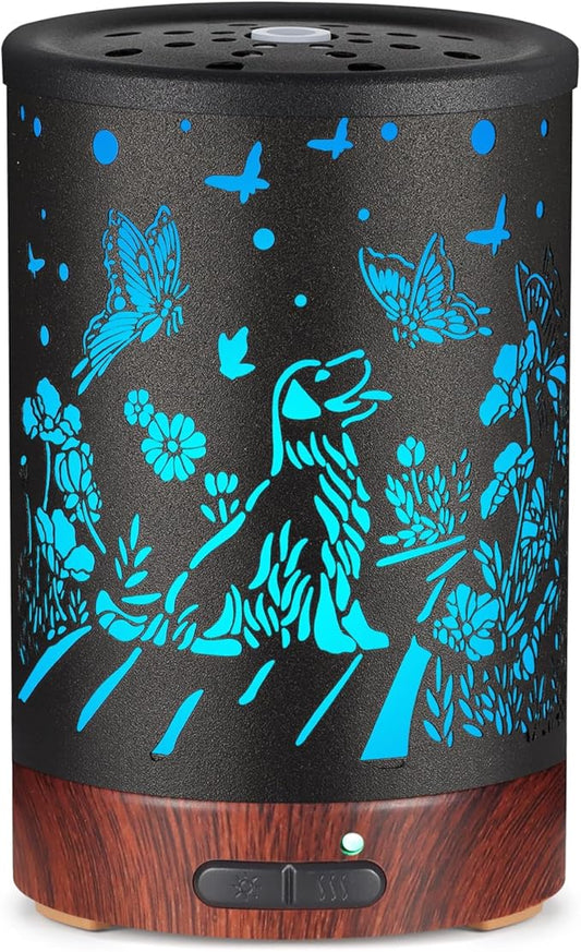 Essential Oils Diffuser,Aromatherapy Diffuser,Birthday Gifts for Women Mom Grandma,Metal Cool Mist Humidifier with 7 Colors Lights Waterless Auto Off Air Diffusers (Dogs)…