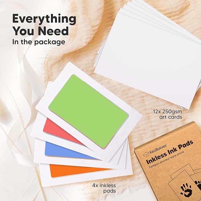 4-Pack Inkless Baby Hand and Footprint Kit - Mess Free Ink Pad for Newborn Keepsake, Dog Nose & Paw Print Kit, Clean Touch Ink Pad for Baby Hand & Footprints, Ideal New Mom Gifts (Candy)