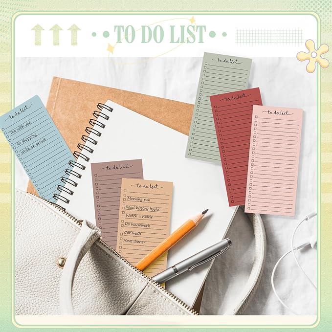 Censen 10 Pack 500 Sheets To Do List Notes Daily Checklist Notepads with 50 Sheets Each Undated Color Memo Pad Block Shopping List Pad Weekly Plan Notepad Organizer Planners(Morandi Color,Frame)