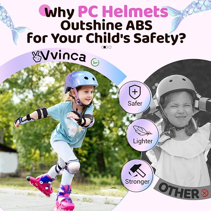 Vvinca Kids Toddlers Bike Helmet Adjustable for Ages 3-5-8 Years, Knee Pads and Elbow Pads Set Wrist Guard Sports Protective Gear Set for Roller Skate Bicycle Skateboard Scooter Girl Boy Birthday Gift