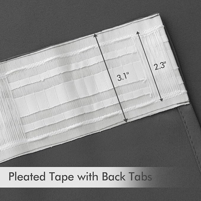 MIULEE Back Tab Grey Blackout Curtains 120 Inch Long 2 Panels Set for Living Room Bedroom Privacy, Rod Pocket/Pinch Pleated Extra Long Thermal Insulated Room Darkening Light Blocking Curtains/Drapes