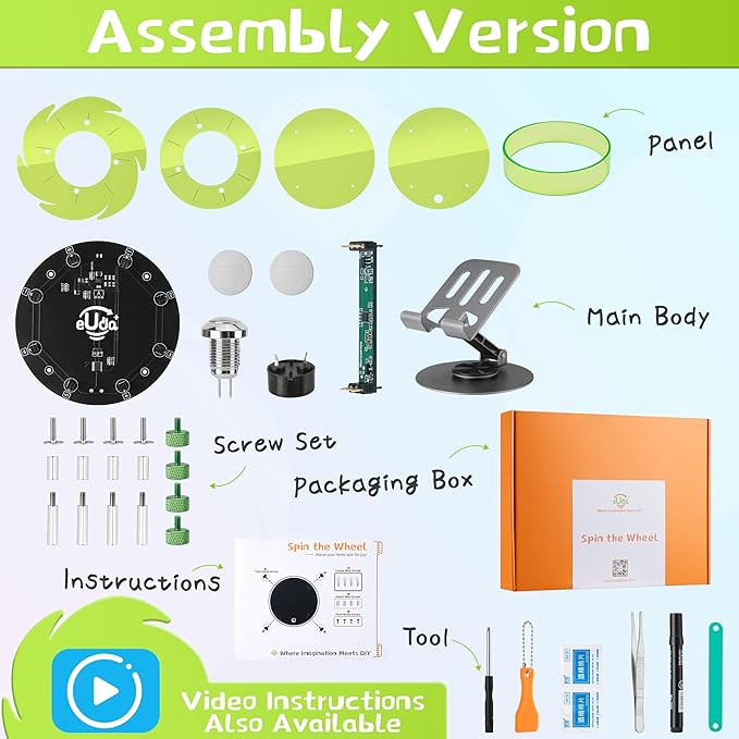 STEM DIY Toys Hand Assembly Electronic Spin The Wheel | Science Craft Kit for Kids Ages 8-9-10-11-12-13-14-15+ Years Old | Educational Gifts for Boys&Girls | Video Guide (Fire Wheel-Rumble Meow)