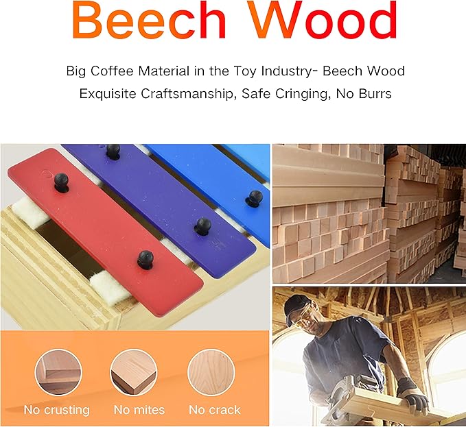 MUSICUBE Xylophone for Kids Wood Xylophone with Mallets Orff Music Instrument for Educational& Preschool Learning Baby Percussion Kit with Professional Tuning for Toddlers Gift Choice for Children age