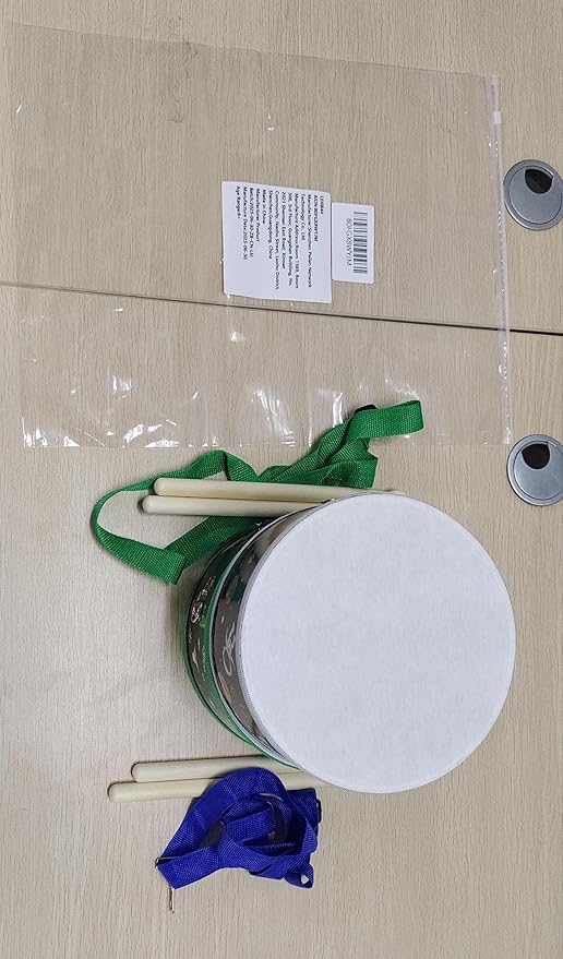 Boao 1 Pc Kids Drum Set, 8 Inch Toddler Drum Wooden Toy with Adjustable Strap and 4 Drumsticks, Educational Sensory Musical Instrument for Toddlers Kid Baby Boys Girls Gift (Dinosaur)