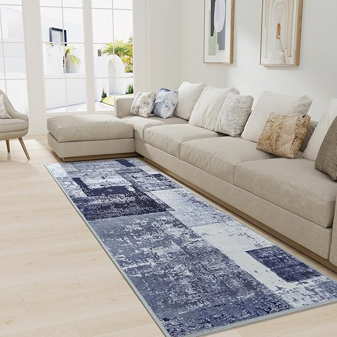 LOCHAS Washable Runner Rugs for Hallway, 2x6 Non Sip Soft Rug for Bedroom Entryway Kitchen Laundry Room, Long Abstract Carpet for Indoor Floor Bedside, Geometric Vintage Home Decor, Pet & kid Friendly