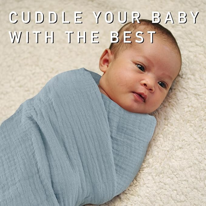 Muslin Swaddle Blankets for Baby Girls and Boys, 4 Pack Breathable and Skin-Friendly Newborn Receiving Blanket, 100% Cotton Swaddle Wrap, Essentials Infant Shower Items, Toddler Gift
