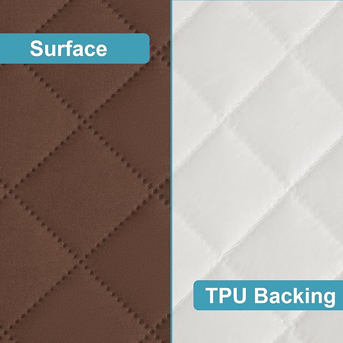 NTBAY 2 Pack Waterproof Mini Crib Mattress Protector, Quilted 24"x38" Fitted Mattress Cover - Machine Washable - Soft and Breathable Baby Mattress Pad Sheet for Mini Crib and Baby Playards, Brown