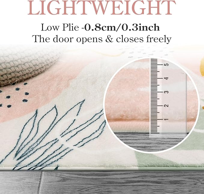 Lahome Washable Pink Area Rugs 9x12 Living Room Carpet Non-Slip Backing Ultra-Thin Extra Large Rug Lightweight Throw Non Shedding Dining Room Rug，Boho Botanical Print Rug for Bedroom Guest Room Home