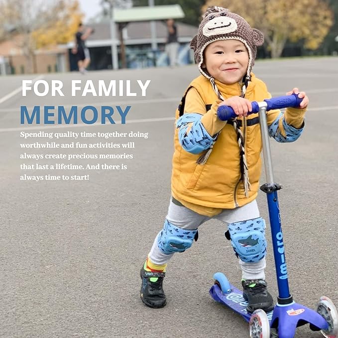 Soft-Style Kids Knee and Elbow Pads with Bike Gloves, Flexible Impact-Resistant Gear for Ages 2-11, Designed for Balance Bikes, Roller-Skating, and Skateboarding