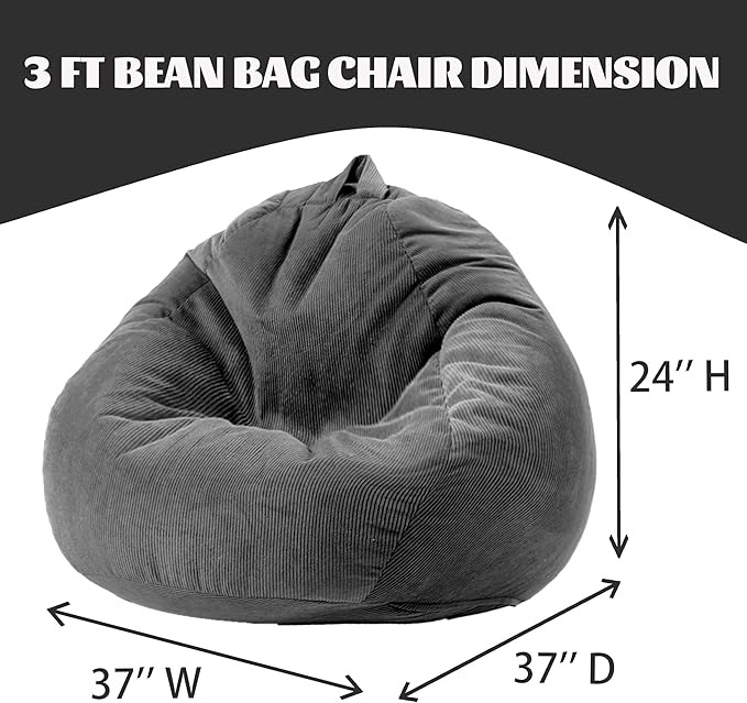 Bean Bag Chairs for Kids Chair Round Sofa Memory Foam Filling Reading Gaming Sofa for Living Room Bedroom