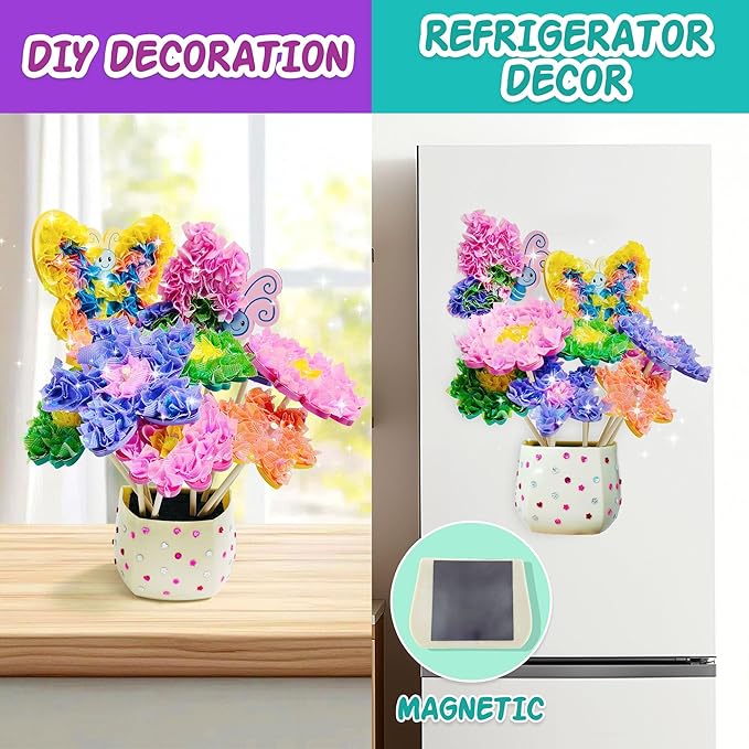 AGENTLAN Art & Craft Activity, Poke Fun Flower Bouquet Craft Kit, Fun & Easy Art Kits for Kids, DIY Garden Kids Activities, Gifts for Girls and Boys 3 4 5 6 7 8 9