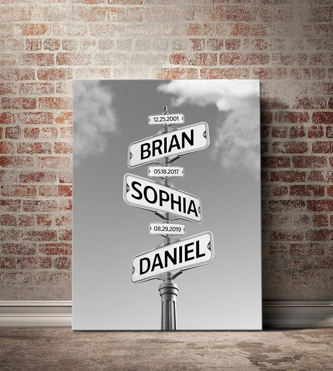 Personalized Family Street Sign Multi-Name Canvas Or Poster Wall Art, Street Sign Customized With Name, Best Gifts For Parents, Grandparents From Kids Daughter Son, Christmas Gift For Family #14