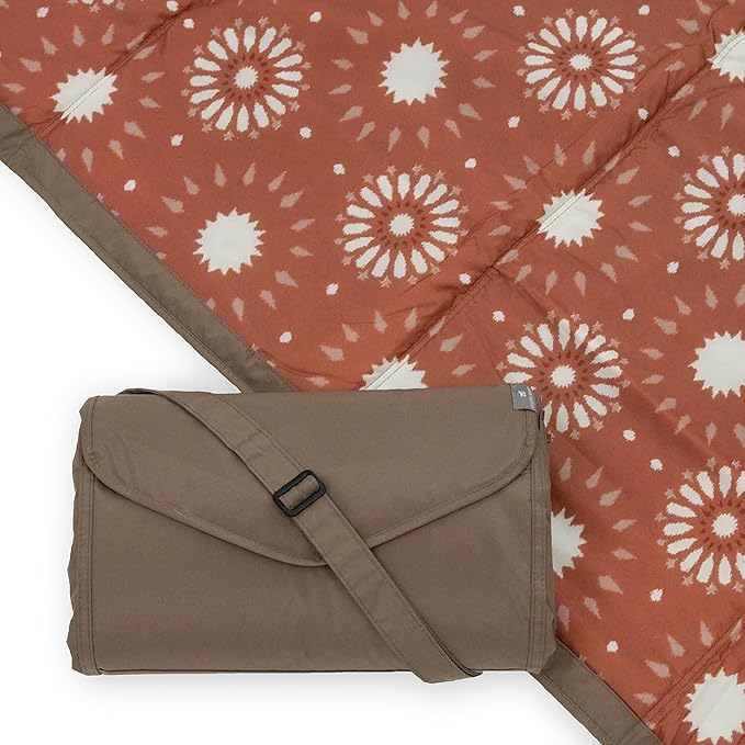 Little Unicorn 5'x5' Outdoor Family Picnic & Beach Blanket | Durable & Water-Resistant Fabric | Compact Fold & Easily Wipes Clean | Zipper Pocket (Sun Baked)