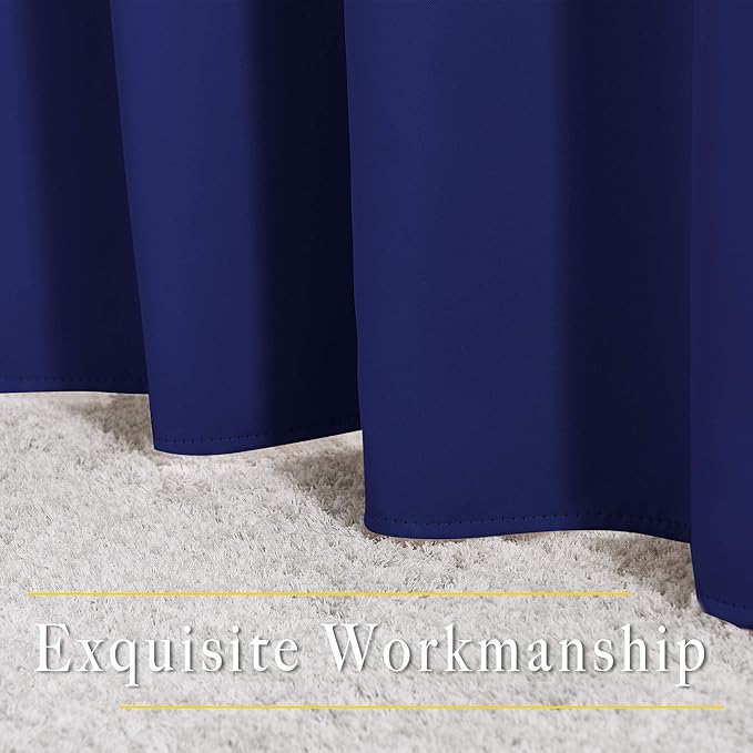 NICETOWN Navy Blue Bedroom Blackout 90 inch Curtains - Grommet Energy Saving Thermal Insulated Room Darkening Drapes Sound Dampening Window Treatments for Living Room (2 Panels, W52 x L90)