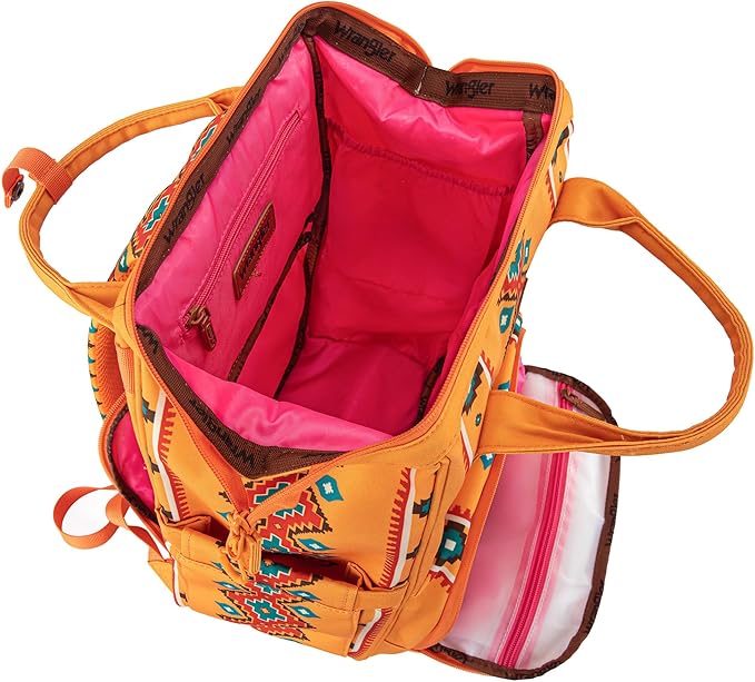 Wrangler Aztec Backpack Organized Daypack Travel Baby Bag with Stroller Strap and Side Bottle Pockets WG2204-9110MST