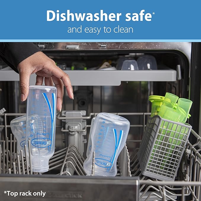 Dr. Brown's Natural Flow Anti-Colic Options+ Wide-Neck Baby Bottles 5 oz/150 mL,with Level 1 Slow Flow Nipple, Pink 4 Pack, 0m+