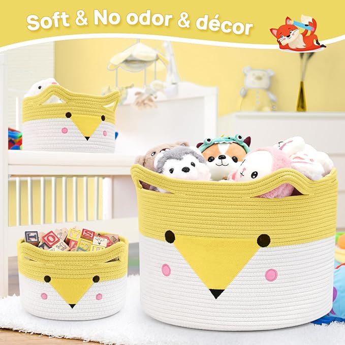 Large Baby Basket Toy Storage 3 Pack, (20"x13.8") Woven Baby Laundry Basket Blanket Basket, Stuffed Animal Storage, Baby Gift Basket Empty, Toy Basket for Kids, Dog, Cat.