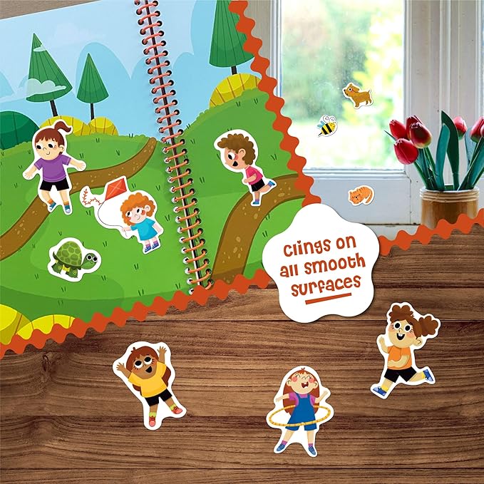 Stick4Ever Jelly Sticker Book - for Kids - Waterproof, Easy to Clean Jelly Stickers for Kids - Reusable Sticker Book for Toddlers with 50 Pcs of Reusable Stickers (Park)