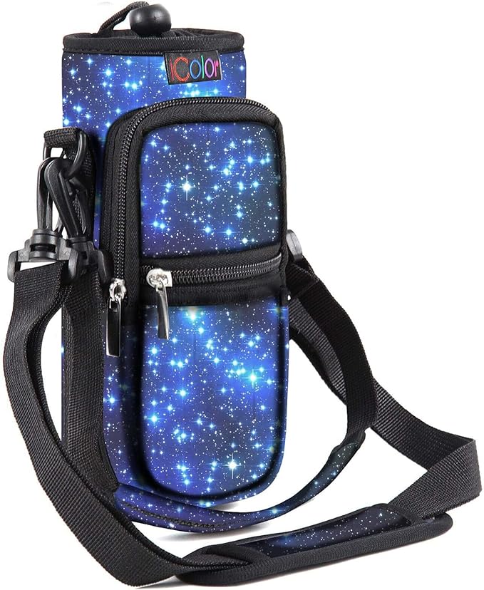 icolor Water Bottle Carrier Bag with Strap 25/32/40 oz Crossbody Bottle Holder with Phone Pocket Sling Sleeve Insulated Neoprene Water Bottle Pouch for Walking Travelling