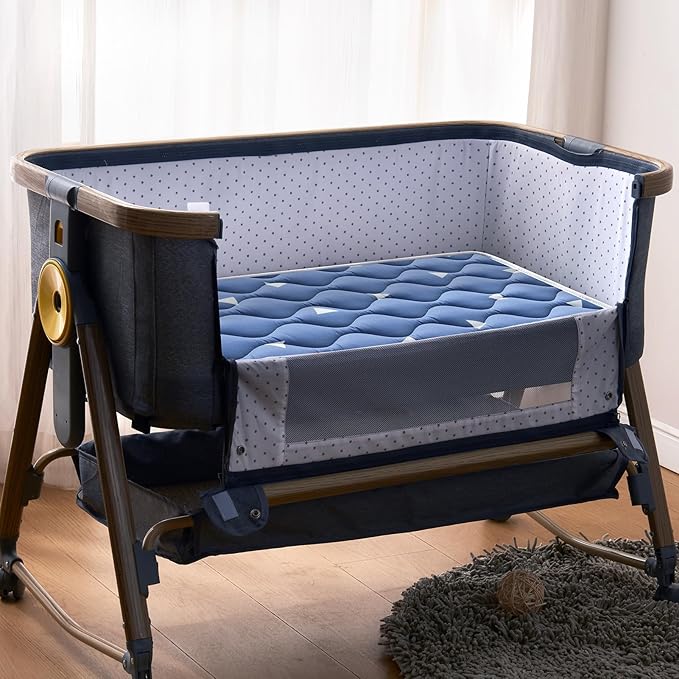 Baby Bassinet Mattress 30x 15 inches- Firm Support and Comfort Premium Foam,Noiseless and Odorless,Hypoallergenic Small Crib Mattress, Fits Moses Basket, Dual Sided with Soft Breathable Fabric